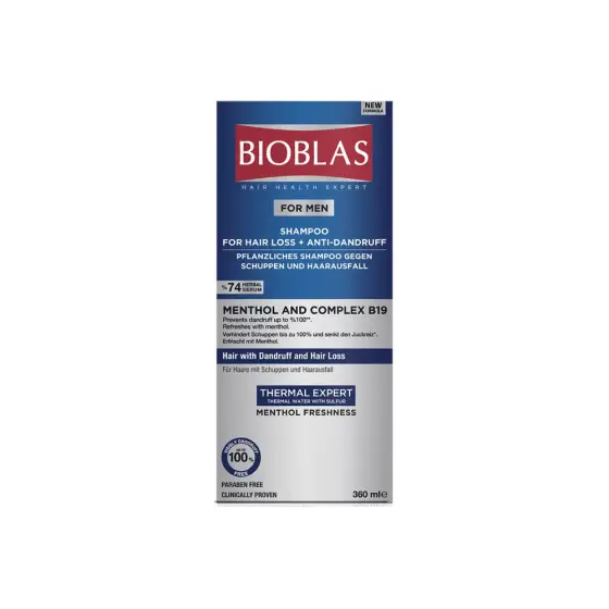 BIOBLAS MEN MENTHOL + COMPLEX B19 SHAMPOO 360ML photo 1