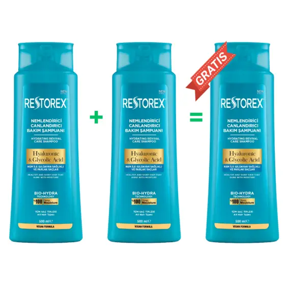 BUY 2 GET 1 FREE RESTOREX HYALURONIC & GLYCOLIC ACID SHAMPOO photo 1